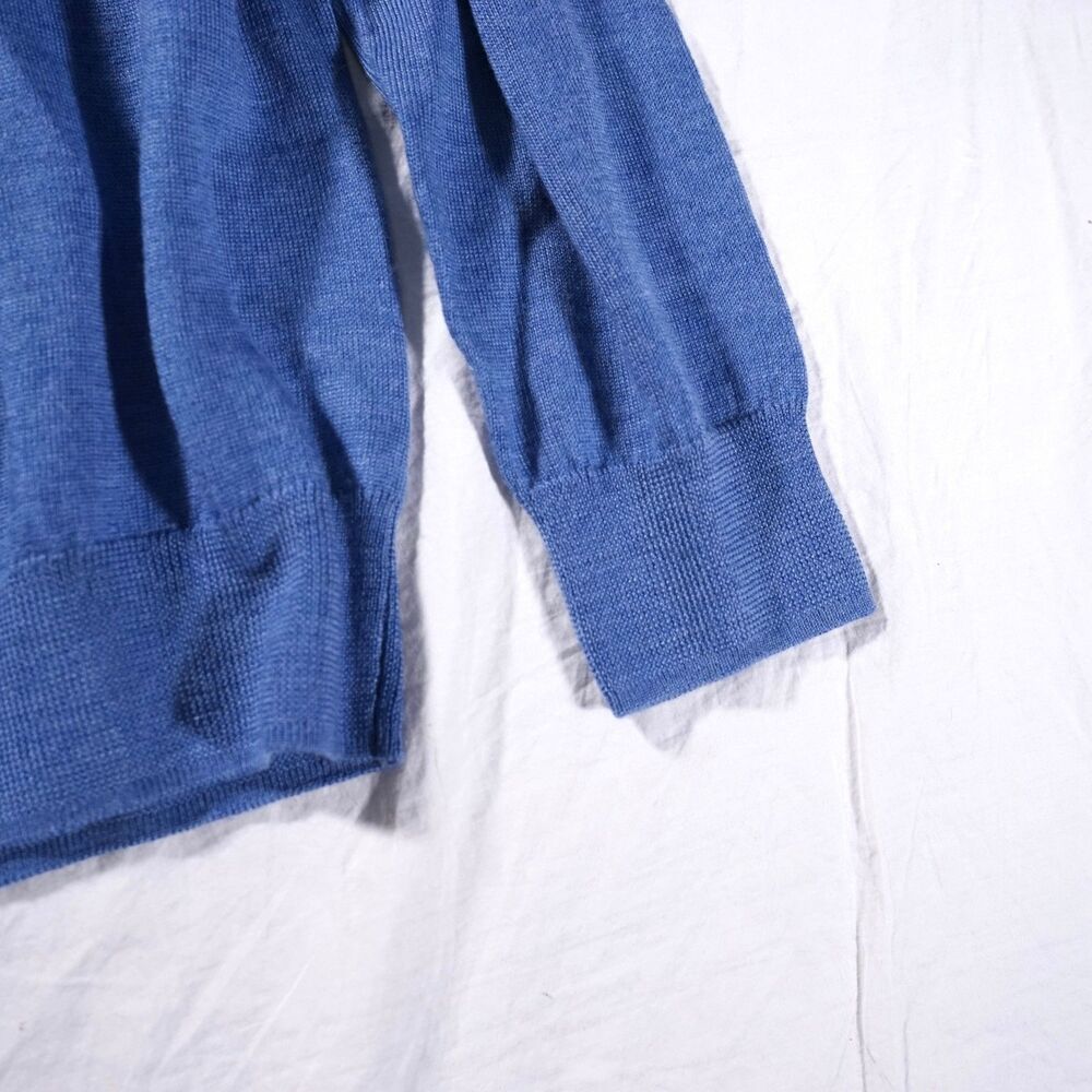 Peter Millar Crown Merino Wool Quarter Zip Sweater Blue Mens Large NWT Was $230 - Picture 2 of 12